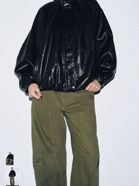 Zara Black Faux Leather Jacket